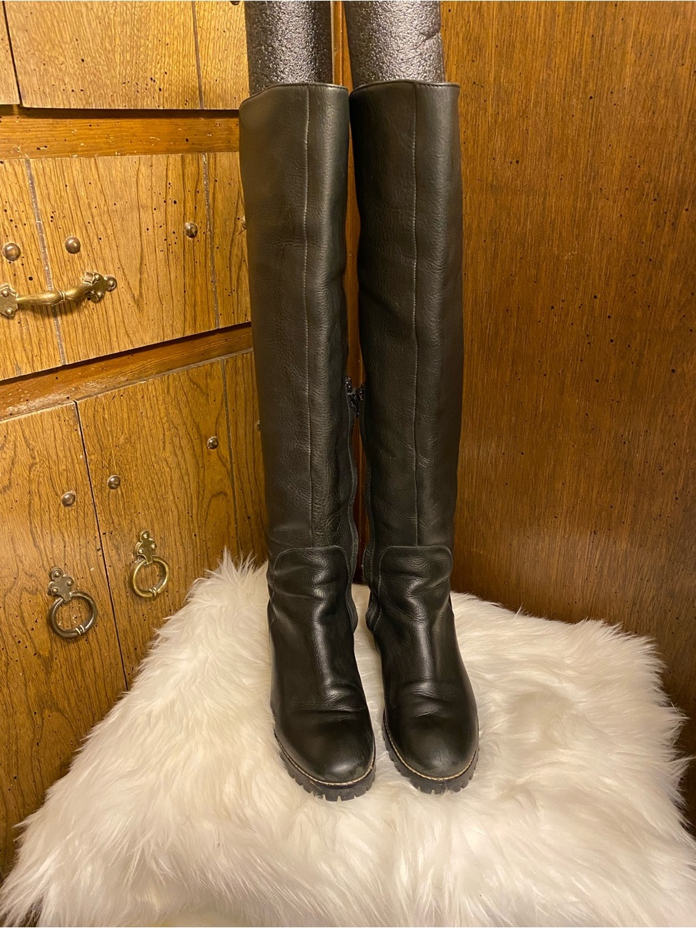 Cole Haan Women's Over-the-Knee Black Leather Riding Boots
